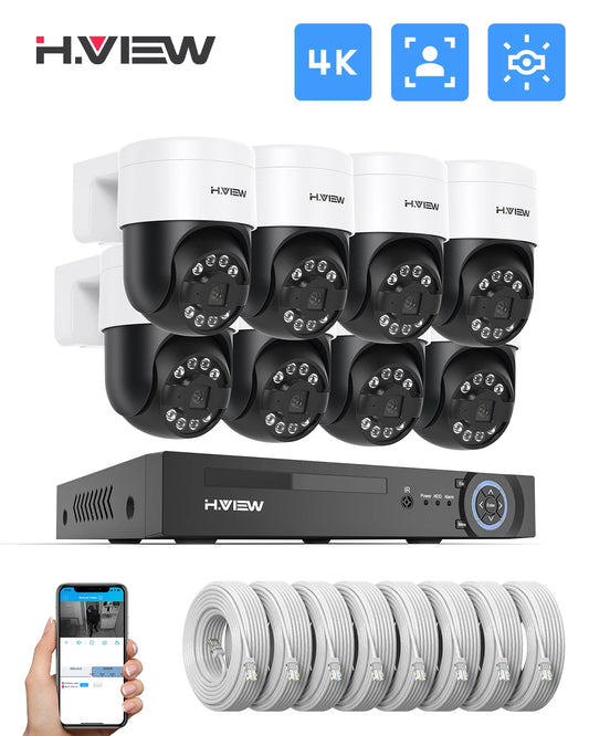 Privacy Perfection - H.View - Home Video Surveillance Kit - 8 Channel Security Camera System - 4K (5MP / 8MP - Motion Tracking)